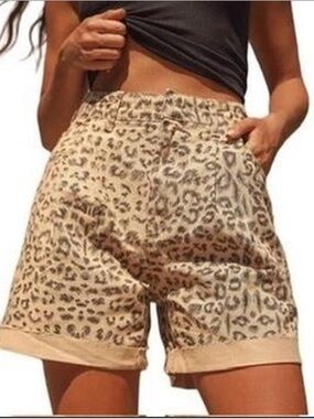 NWT Women's 26 We The Free People Dogtown shorts cheetah print granola indie
